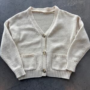 Vintage Y2K Oysho Fisherman Pocket Beige Button Cardigan Women's Medium